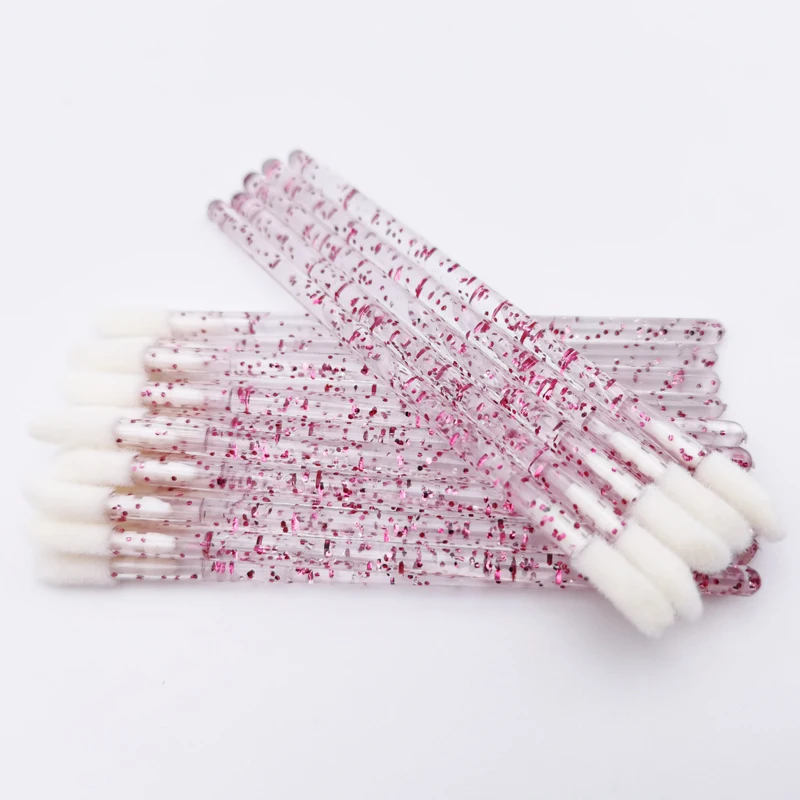 
50pcs Mini Gloss Lipstick Wands Applicator Makeup Tools Small Disposable Round Lip Brush 