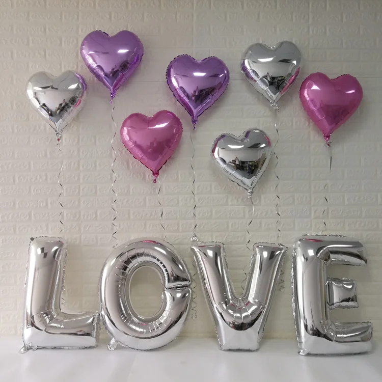 Popular New Designed can customized 18 inch gradient foil helium heart balloon for wedding party supplies