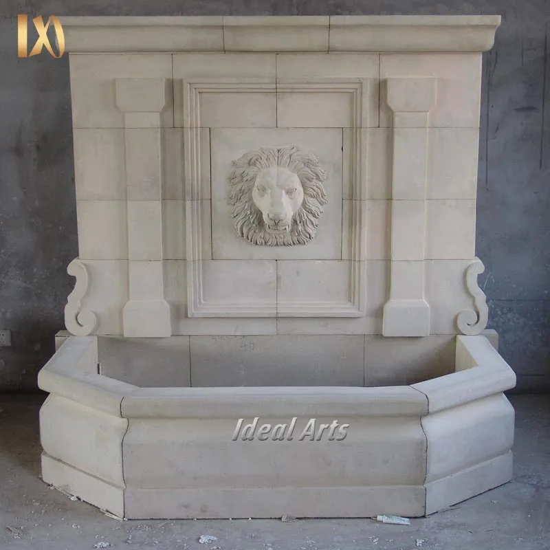 Antique Stone Marble Lion Head Wall Decor Water Waterfall Fountains For Garden Outdoor