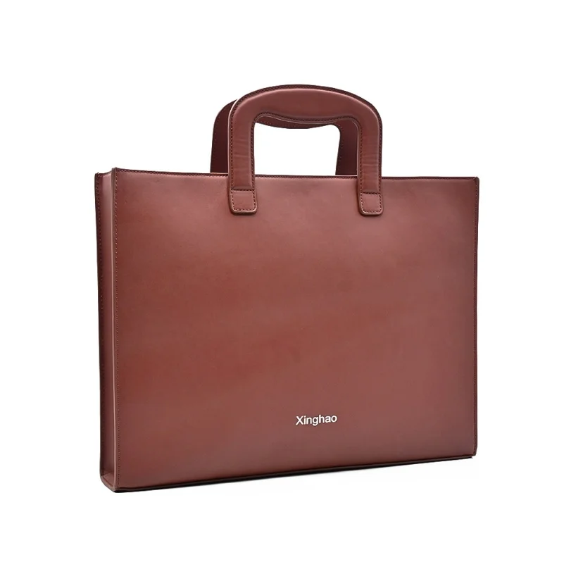customize new arrival brown genuine real cowhide leather slim men laptop bag business briefcase for men