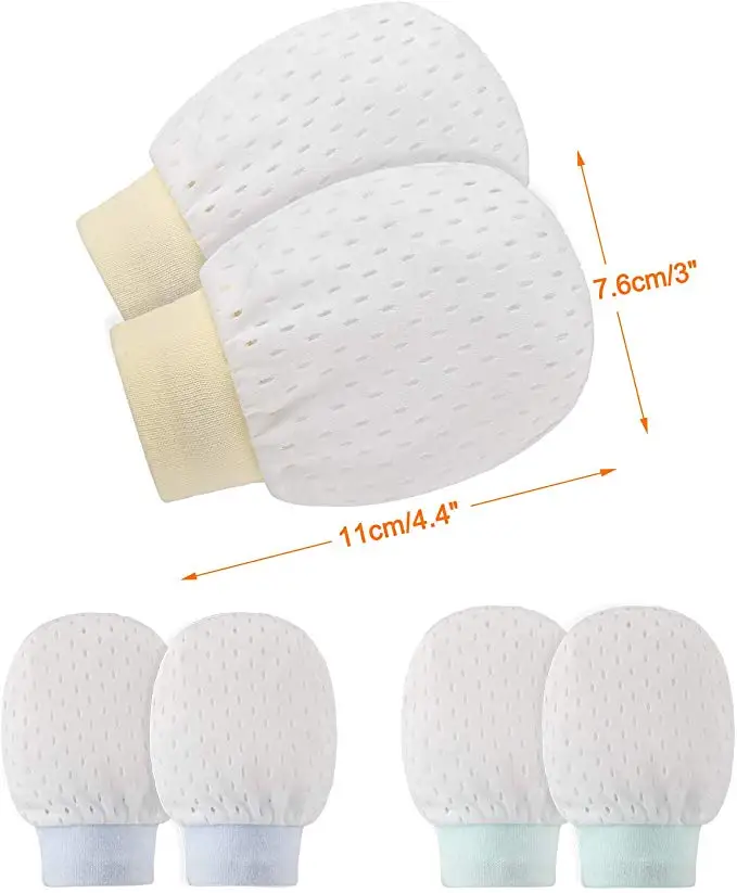 Дышащие Детские хлопковые перчатки варежки без царапин для новорожденных