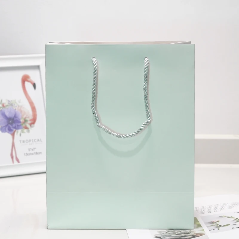 Christmas aper Bag Custom Printed logo Luxury Clothing Shopping Paper Bags Boutique Recyclable Gift Bag With Ribbon rope