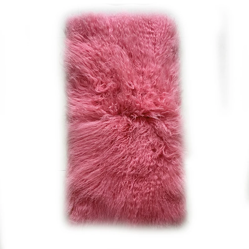 Tibet dyed Lamb Fur Material Long Curly Fur Mongolian colorful Lamb Fur pelts