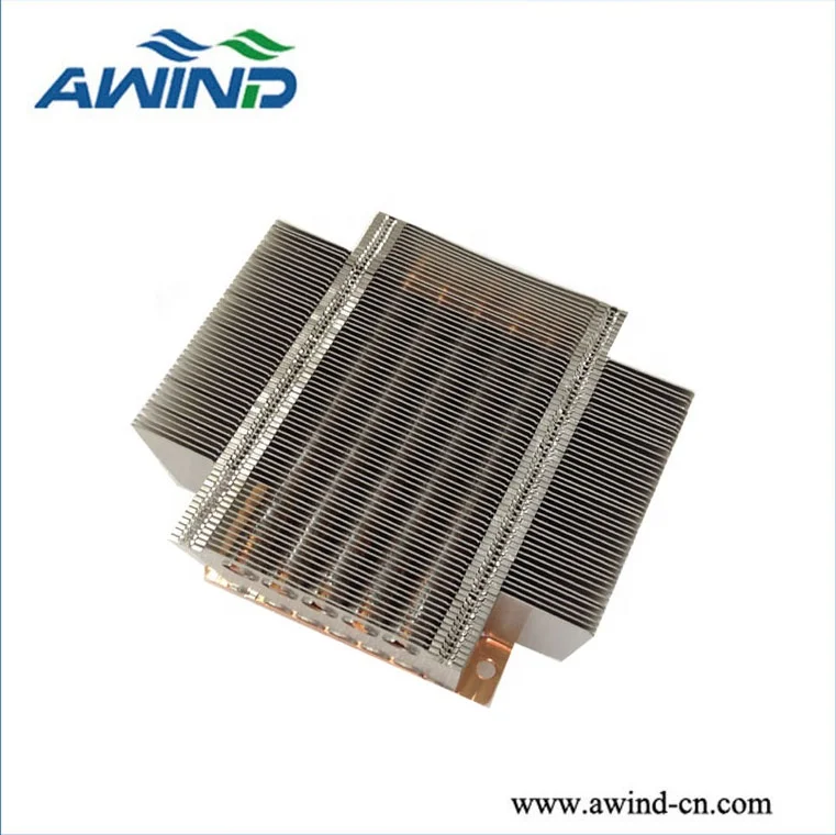 Custom Aluminum or copper refrigerator stacked fin heatsink with fan