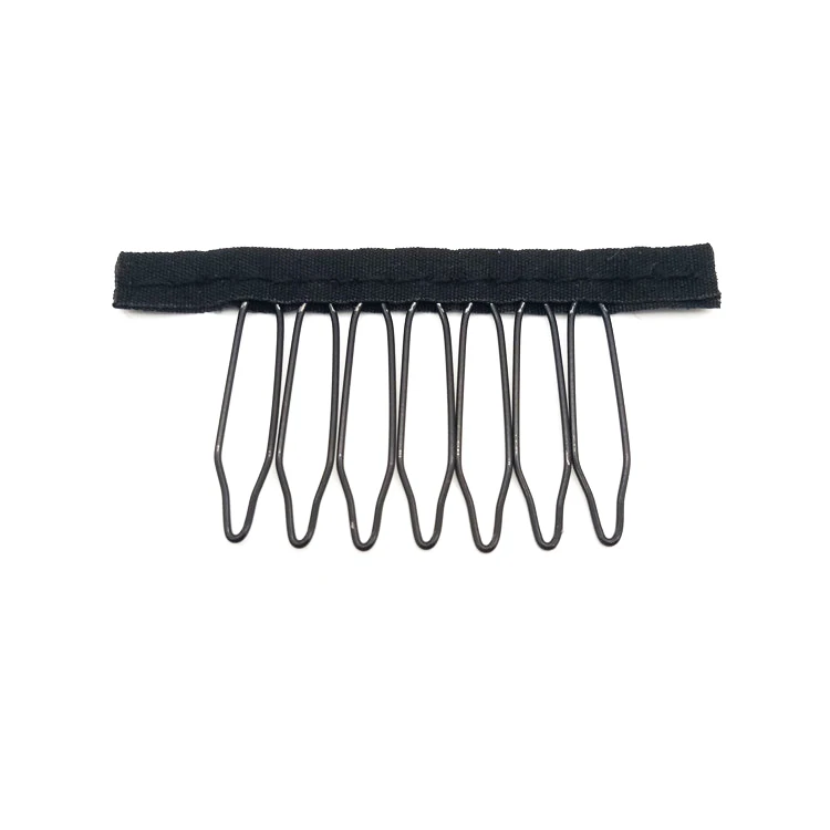 black cloth wig comb clips for wigs Metal Hair Combs For Making Wigs