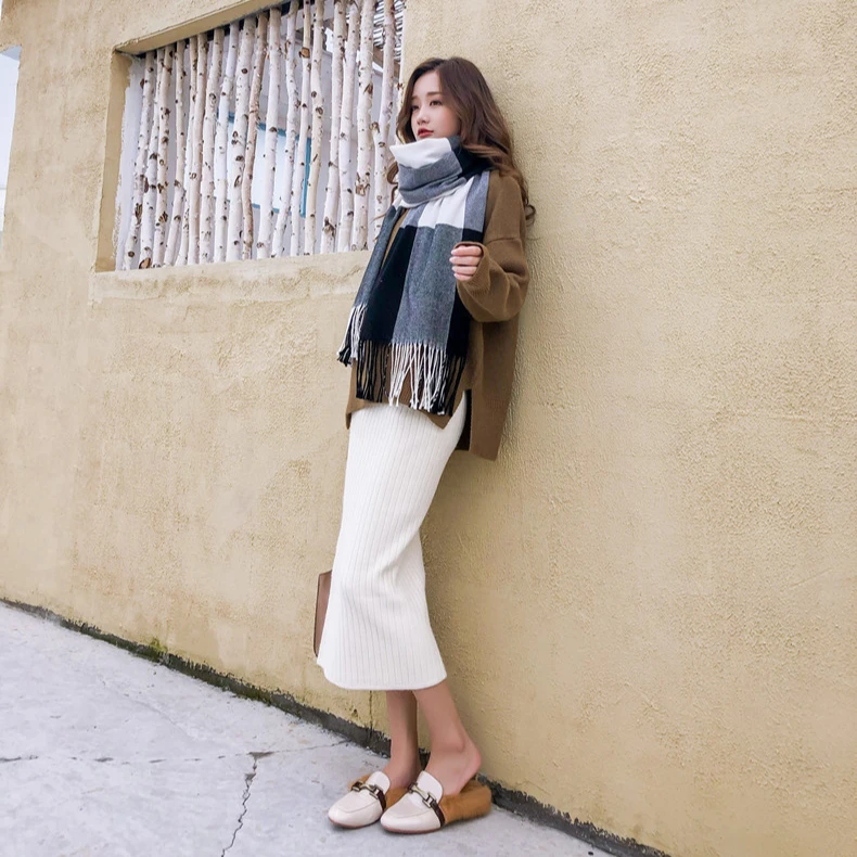 Cross-border sources of imitation cashmere double-sided plaid color plaid autumn and winter scarf ladies enlarged thickened shaw
