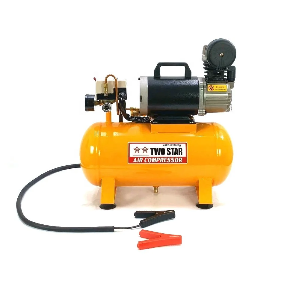 24V High Efficiency Weatherproof Long Duty Cycle DC Oil Less Professional Piston Mini Air Compressor Pump with 12 liter tank