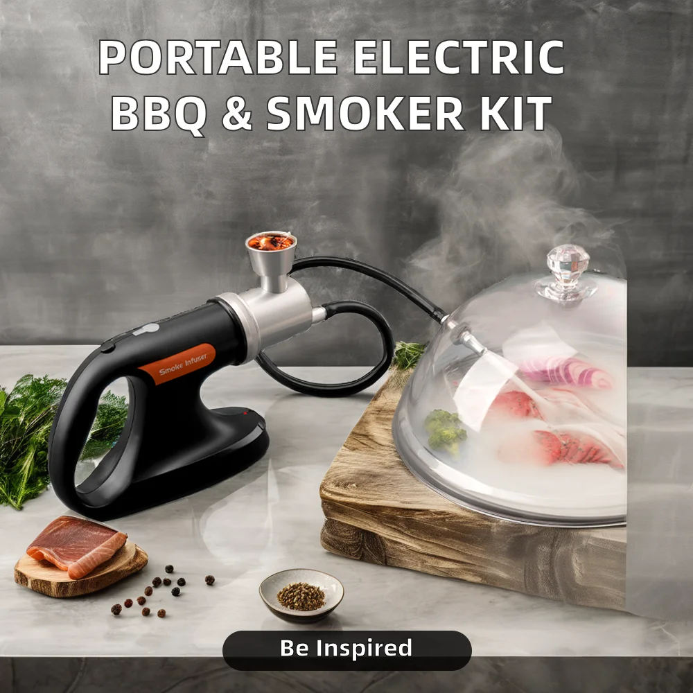 USB Food Smoke Infuser with 4 Flavored Smoking Wood Chips Smoker Kit Cocktail Outdoor Use Household