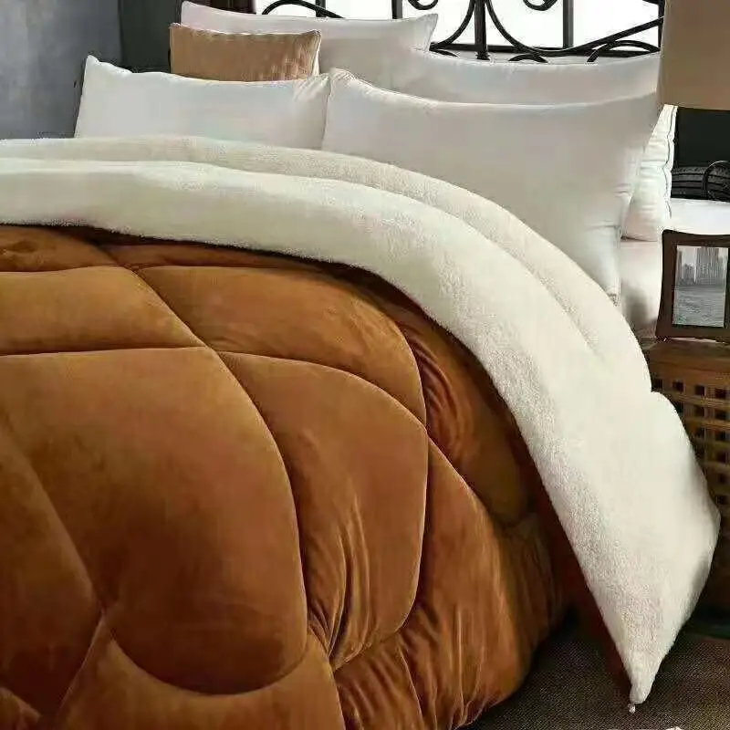
Designers luxury velvet hotel dark color Sherpa fleece king/queen size cotton edredones buy bedding winter comforter quilt sets 