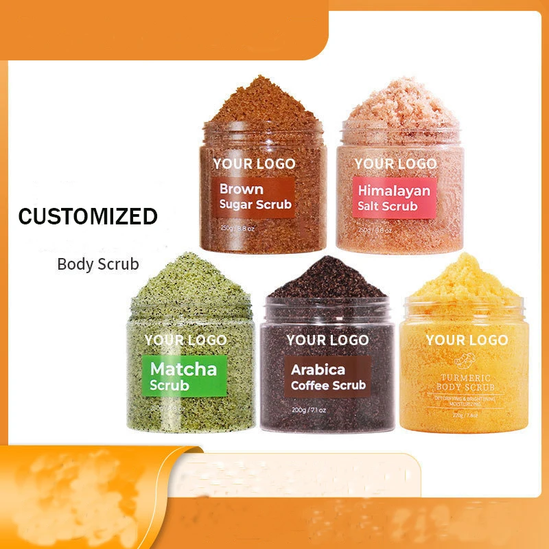 OEM Private brand customized wholesale body scrub sea salt facial brightening exfoliating whitening body scrub