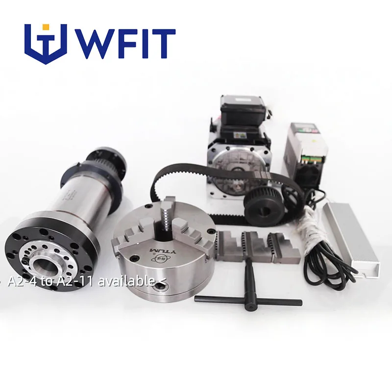 High quality cnc A2-8 340 mm belt driven lathe turning spindle with chuck full kit cnc spindle lathe spindle