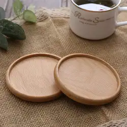 Custom logo engravable beech wood walnut tea coffee cup glass blank square round wooden coaster