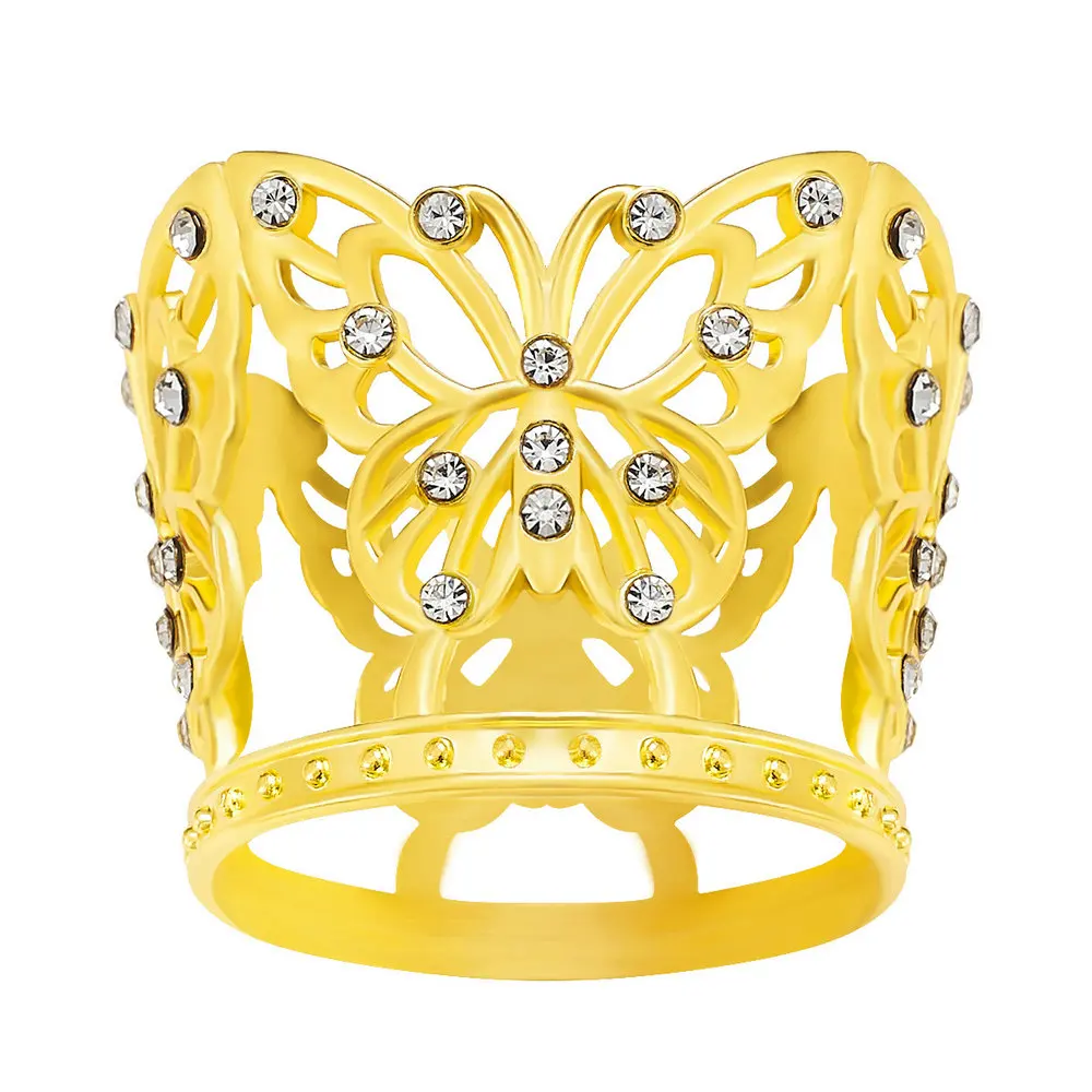 QS New cross-border flower decoration Butterfly Crown beautifully designed Alloy birthday party cake small crown decoration