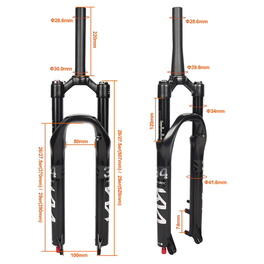 Toseek KN34 Bicycle Front Suspension Fork Manufacturer Black 29er QR Mountain Bike Front Fork