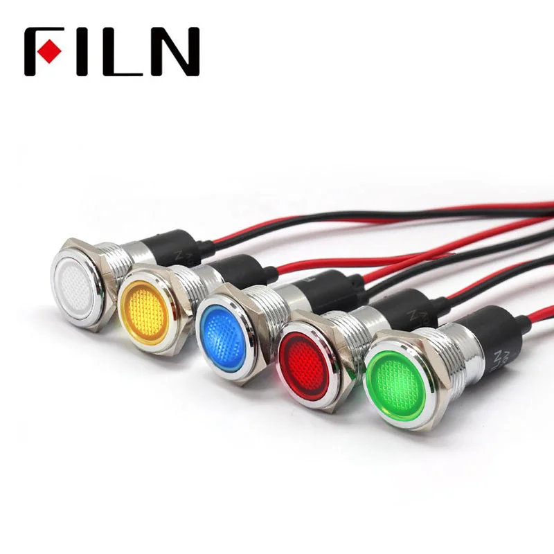 Filn 16MM 3V Red LED Waterproof Coffee Machine Metal Indicator Lights Screw Terminal Solder Pin