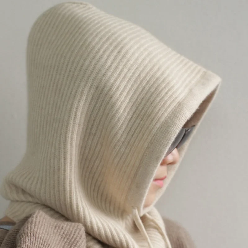 New Arrival Female Autumn Winter Casual Knitting Wool Blend Hooded And Neck Warmer Hats