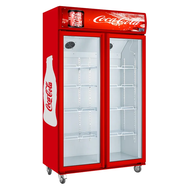 Commercial Supermarket Display Refrigerators Two Glass Door Beer Fridge Upright Beverage Cooler Freezer good price