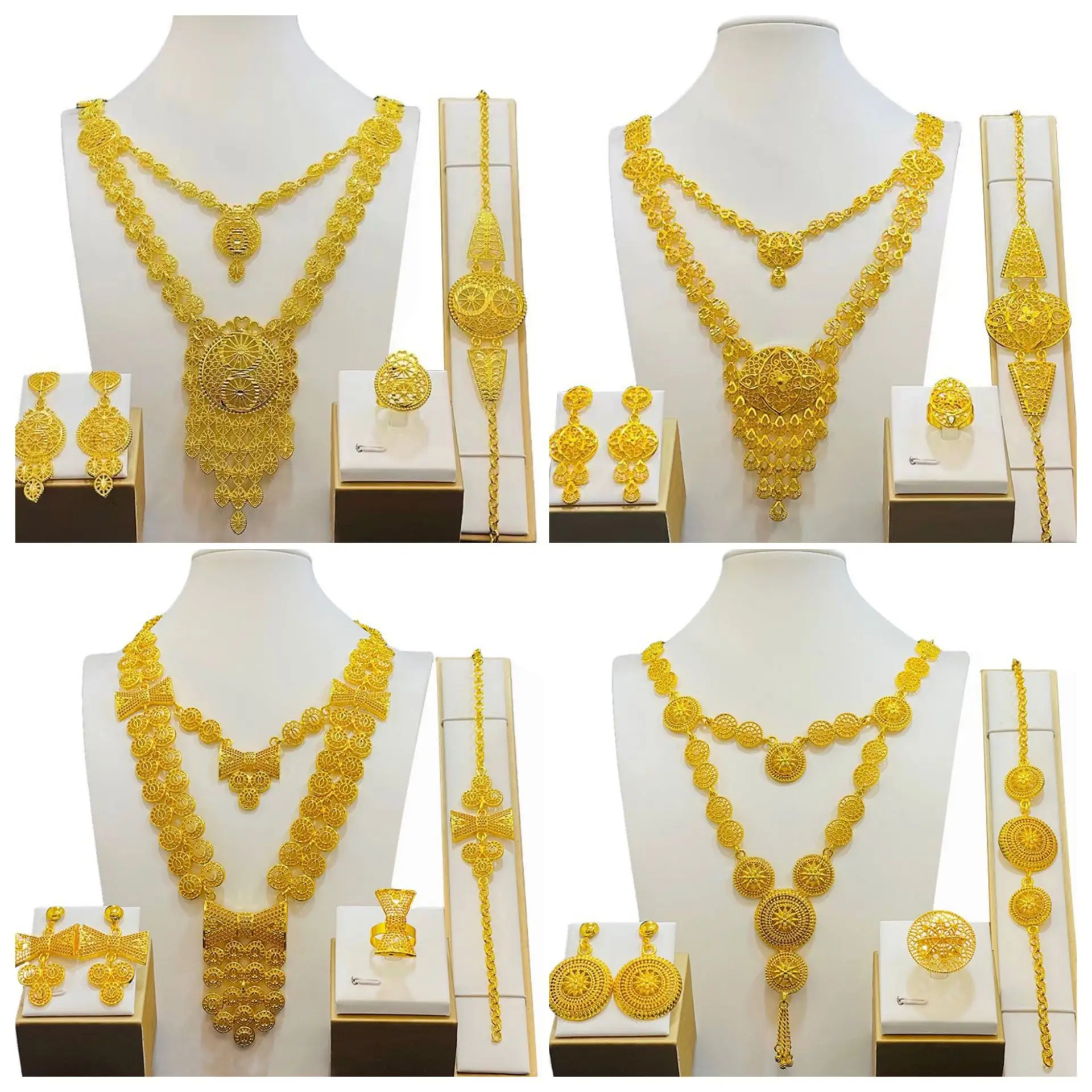 LOTOS Jewelry Dubai 24k Gold Plated Jewelry Set For Women African Bridal Wedding 4pcs sets  Jewelry Sets