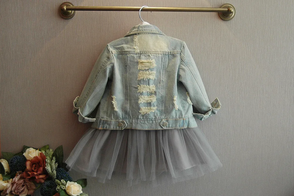 New Fahion toddler girls denim jacket spring autumn new designs baby girls sequins jeans coat clothing