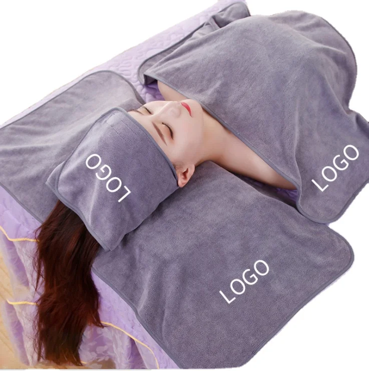Wholesale Custom Logo Cover Turban Bath Bed Towel Beauty Bath Skirt Suit  Microfiber Beauty Salon Spa Towel Set