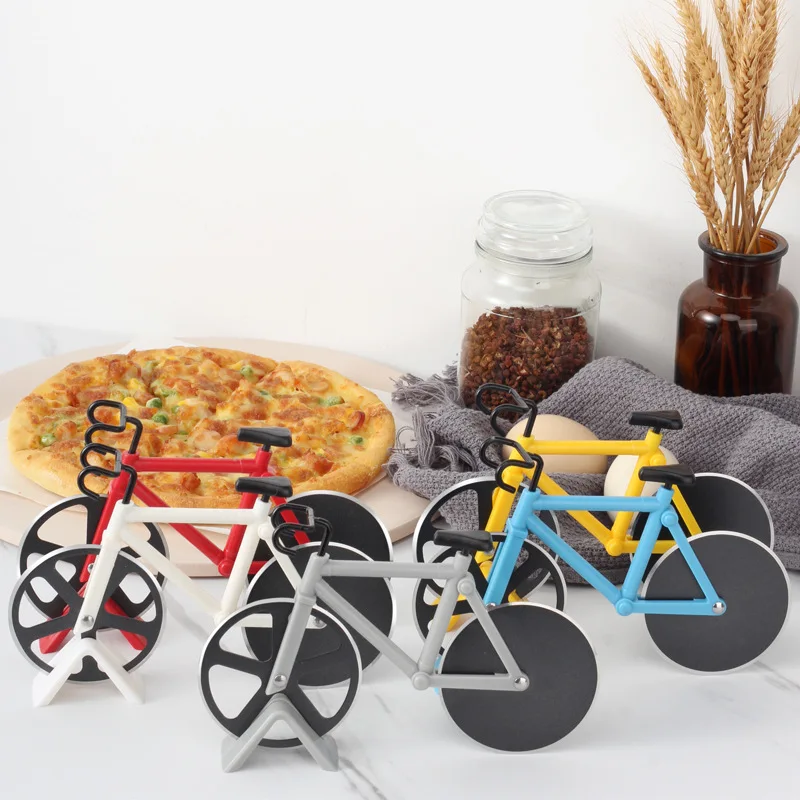 Bicycle Pizza Cutter Wheel Motorcycle Pizza Roller Non-Stick Stainless Steel Double Pizza Cutter