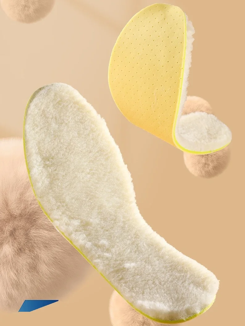 100% real wool foot heated insole Wool Comfortable Latex Heating Sweat Absorbing Warm Insole For Men Or Lady