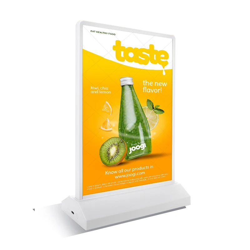 Rechargeable A4 double-sided bar advertising light box with ultra long battery life magnetic suction splicing aluminum alloy