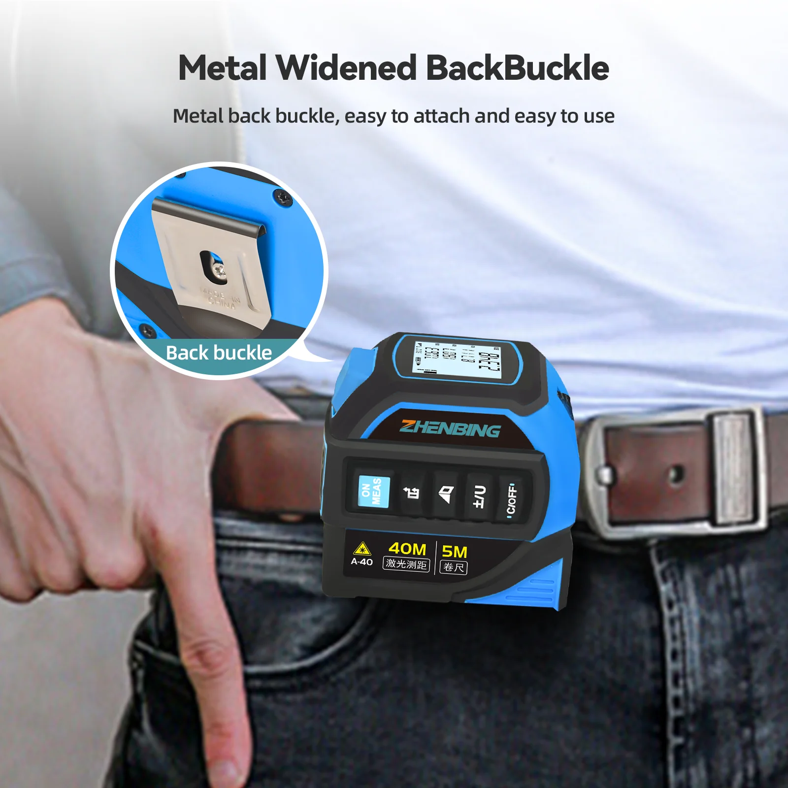 ZHENBING 5m Tape Measure LCD Display Distance Meter Building Area Surveying Equipment Laser Tape Measure Selflocking Steel Ruler