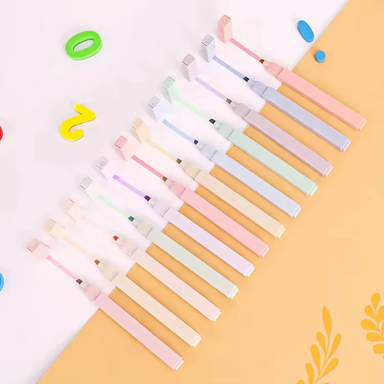 OEM custom low moq highlighter rectangular marker cheap macaron pastel colors highlighter pen set