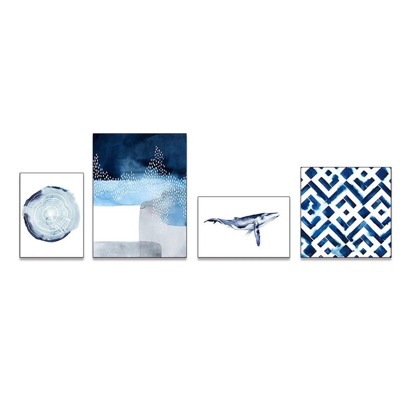 OEM ODM Modern Home Decor 300gsm Polyester Blue Paintings Art On Canvas