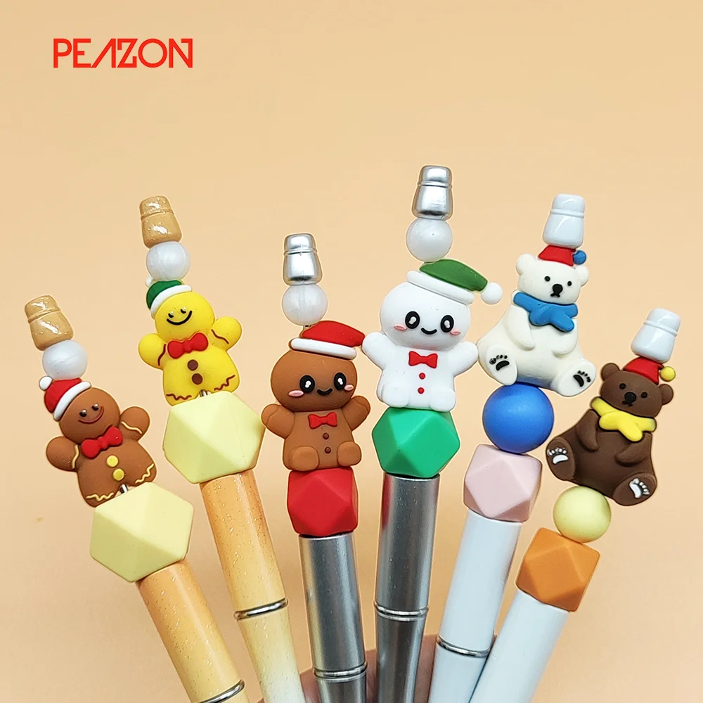 Wholesale Discount Colorful 15mm New Focus Silicone Alphabet Beads  for Fountain Pens 3d Focal Beads