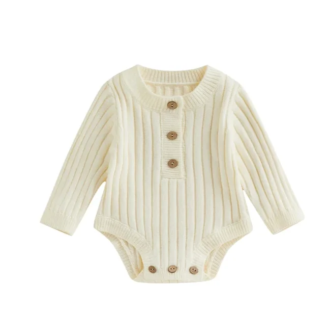 Spring Autumn Custom Newborn Kids Baby Wear Toddler Knitted  Sweaters Jumpsuits Bodysuits Rompers