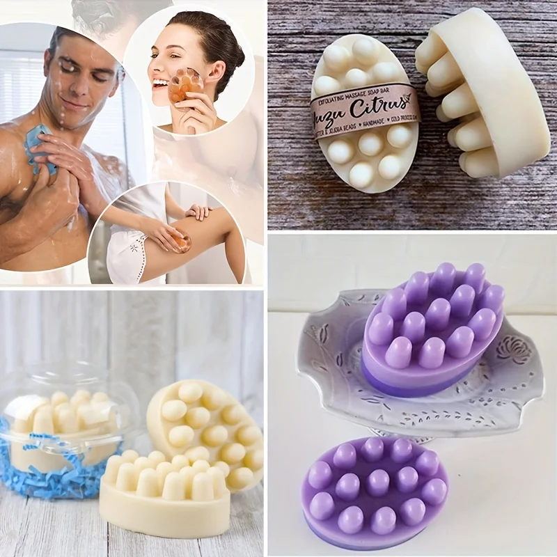 Kaijie 4-Hole Massage Soap Silicone Mold Diy Elliptical Convex Massage Handmade Soap Gift Decoration Resin Dropper Mold