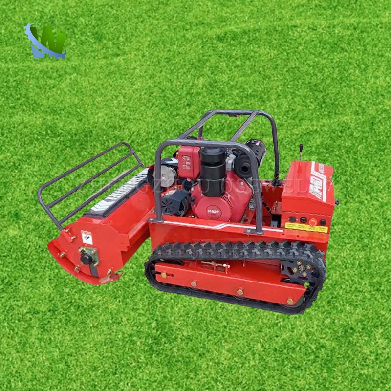 Multifunctional Wireless Rubber Tracks 16Hp Powered Crawler Remote Control Rc Slope Lawn Mower For Sale