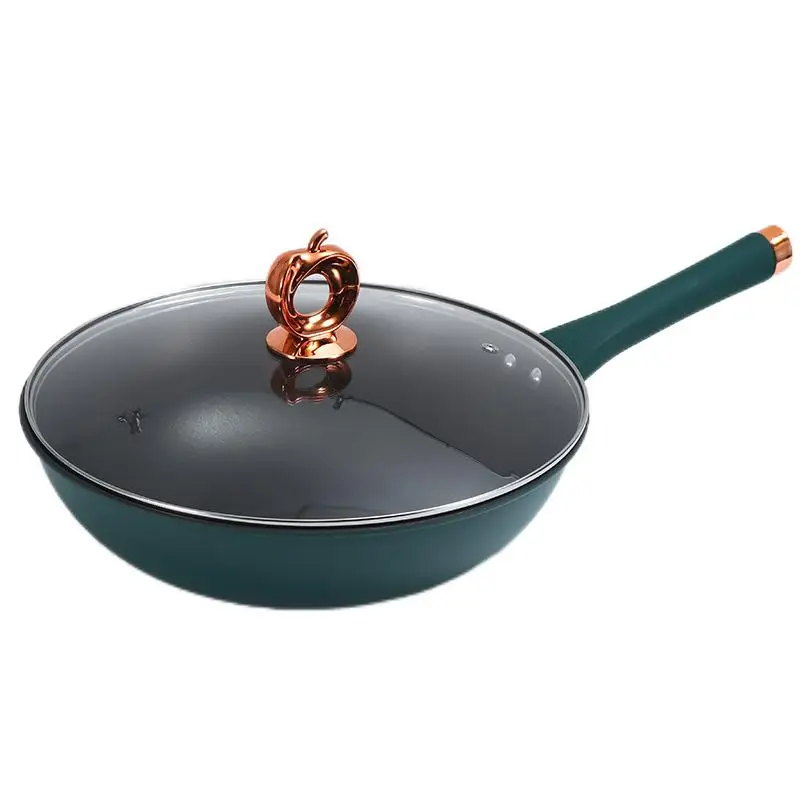 Manufacturers Direct 32cm Large Wok Non-Stick Double Sided General Medical Stone Nonstick Wok And Pot Deep Cookware Cooking Wok