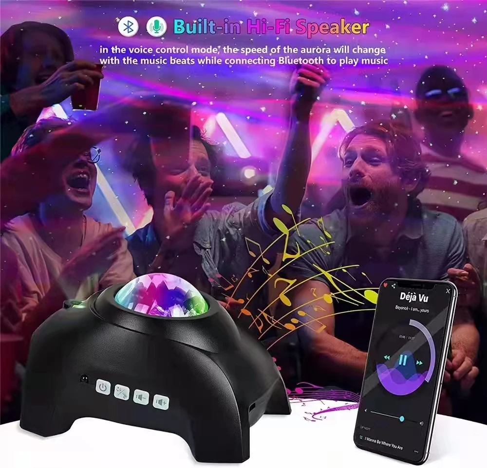 Lamp With White noise USB-C Cord Kids Baby Room Decoration LED Universe Galaxy Dream Aurora Star Projector Night Light