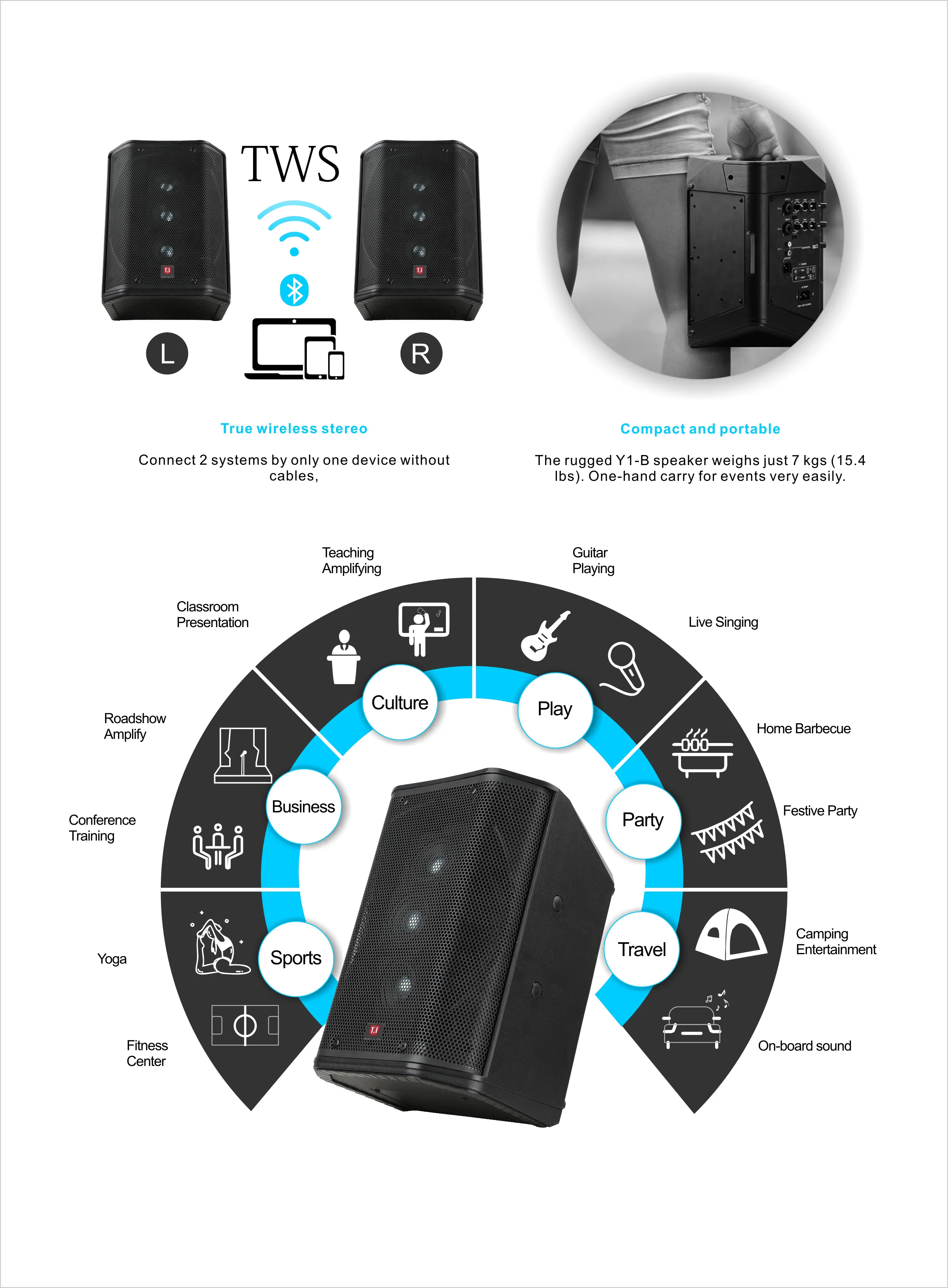 Portable mini active 6.5 inch audio sound equipment party speaker box bluetooth battery music box