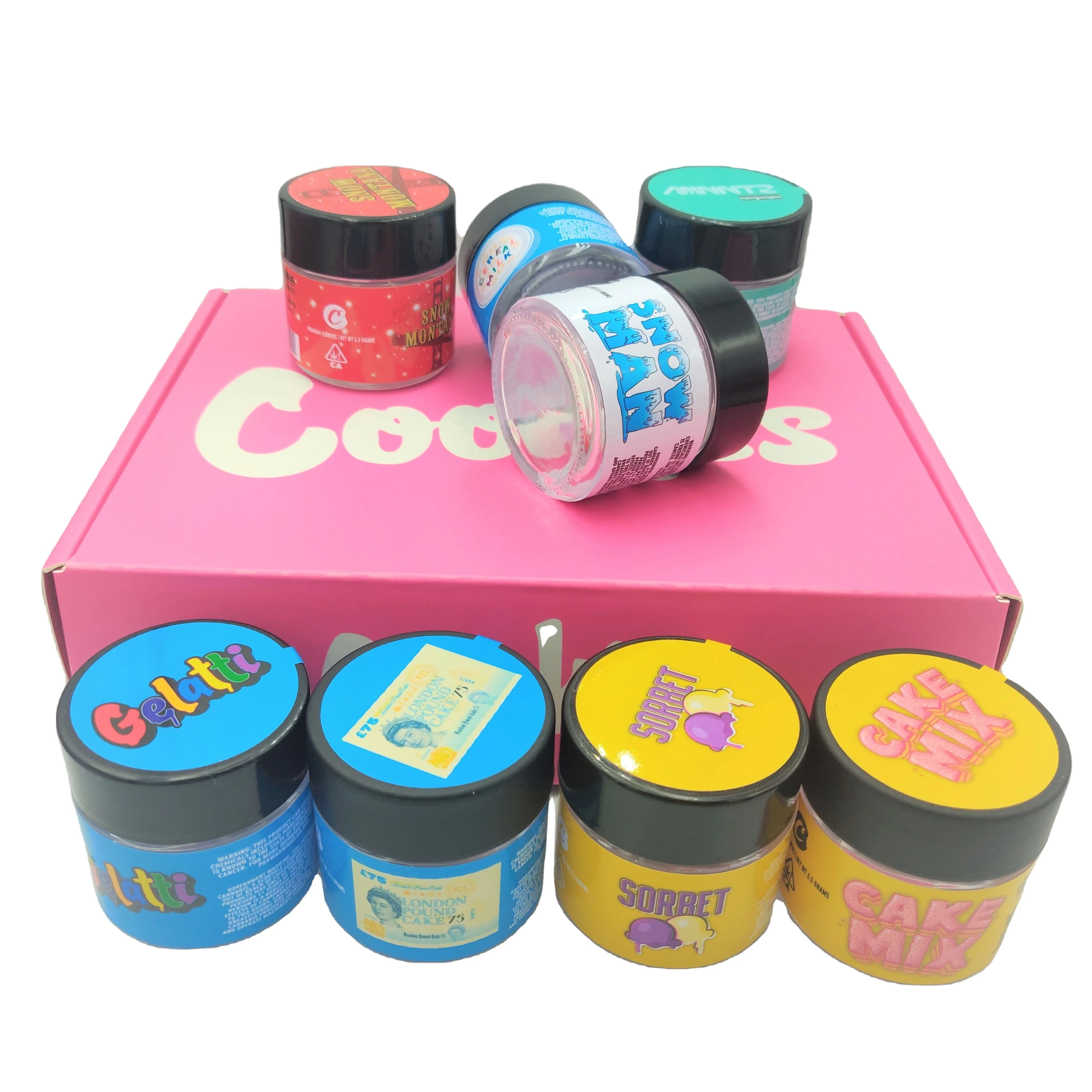 2021 Заводская поставка 3 5 грамм стеклянные пеньковые банки легко открывающиеся крышки с защитой от детей ручная герметизация трусиками на