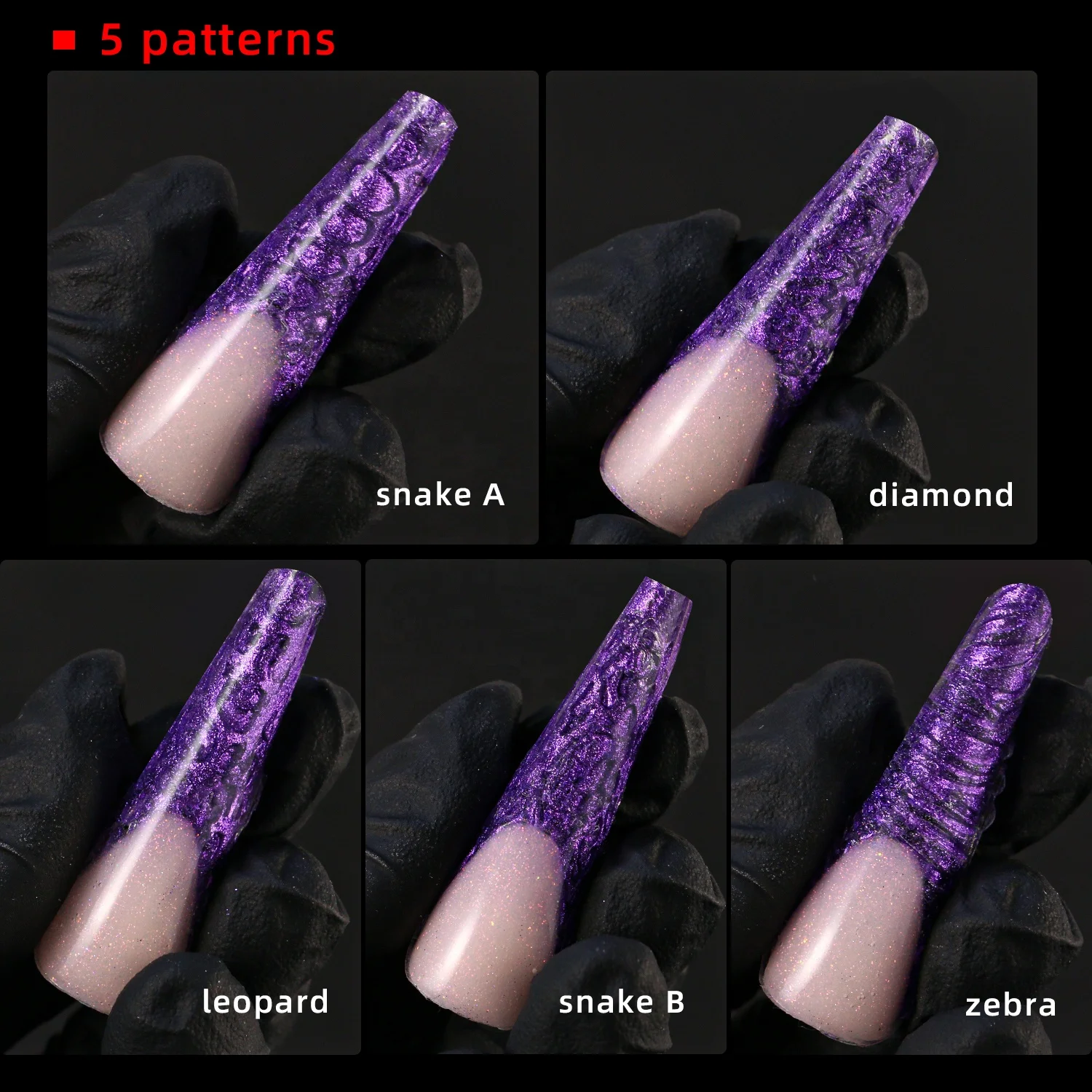 Gelsky Reusable Silicone Nail Mold Snake Leopard Zebra Diamond Nail Art Manicure Tools