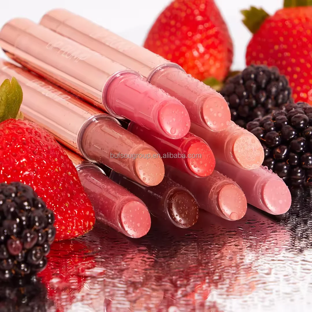 Natural Vegan Silk Texture Pink Lip Gloss Hydrating Long-Lasting Plump Lipstick Stick Tinted Nourishing Lip Balm