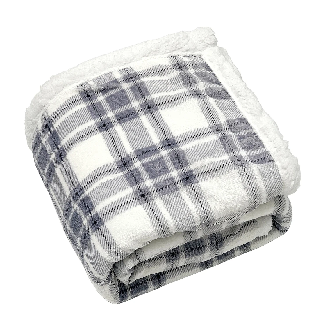 High Quality Plaid Flannel Fleece Sherpa Trim Super Soft Warm Cozy 2 PLY Throw Blanket For Chilly Winter Suppliers