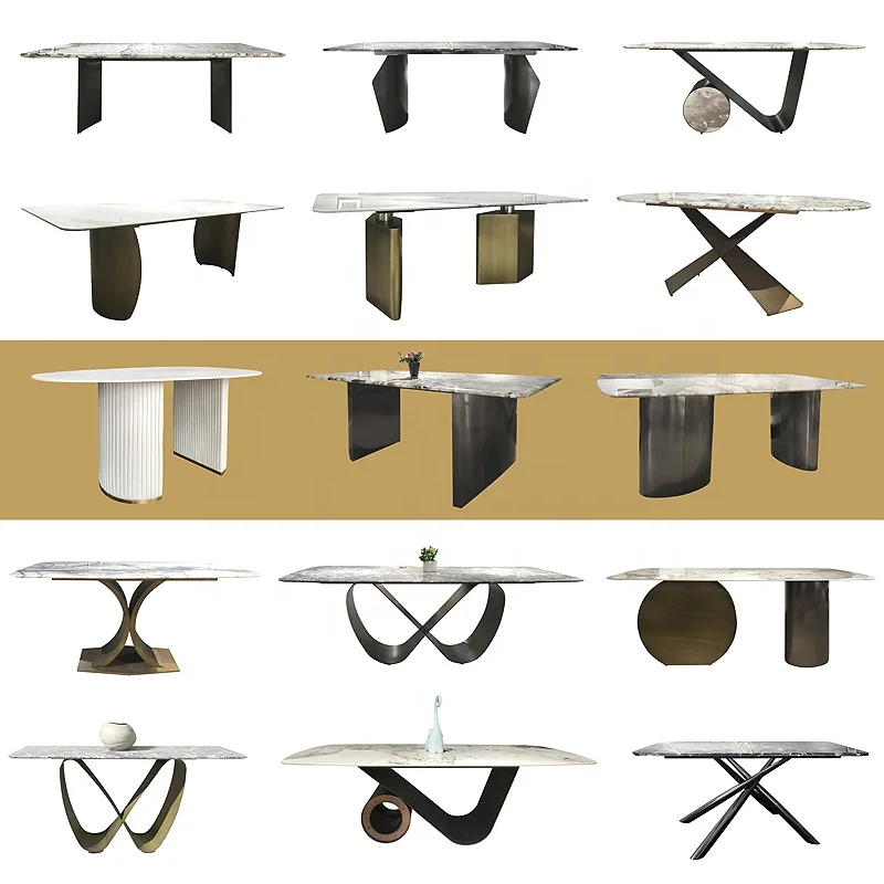 Modern Light Luxury Rock Plate Dining Room Legs Minimalist Design Hotel Apartment Rock Plate Carbon Steel Foot  Square Table leg