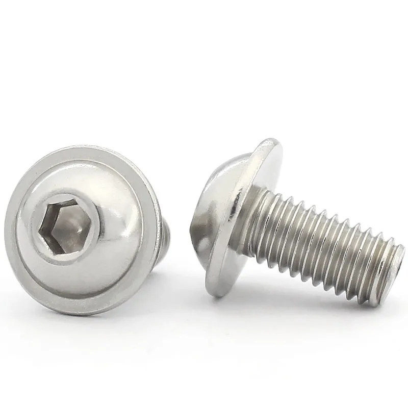 ISO7380.2 Stainless Steel 304 Button Wafer Hex Socket Head Screw  With Washer Collar Screws Bolt