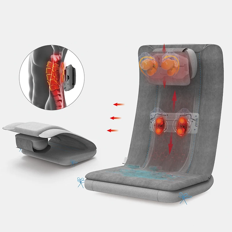 Patented L-shaped movement Full Back Seat Massage Cushion neck Massage Cushion Small body that can be folded massage cushion