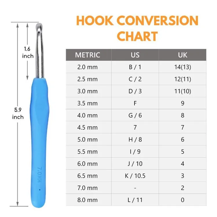 Metal Crochet Hooks Set 12 Ergonomic Soft Rubber Handle Aluminum Crochets Hooks DIY Yarn Knitting Needle Craft Tools Accessory