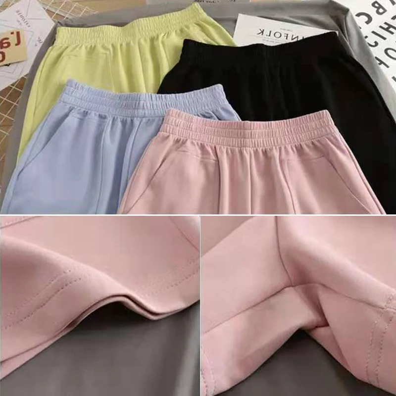 Summer Casual Sports Shorts For Women Loose Hot Pants Literary Wide Leg Pants Bottoms Solid Color Gym Yoga Shorts