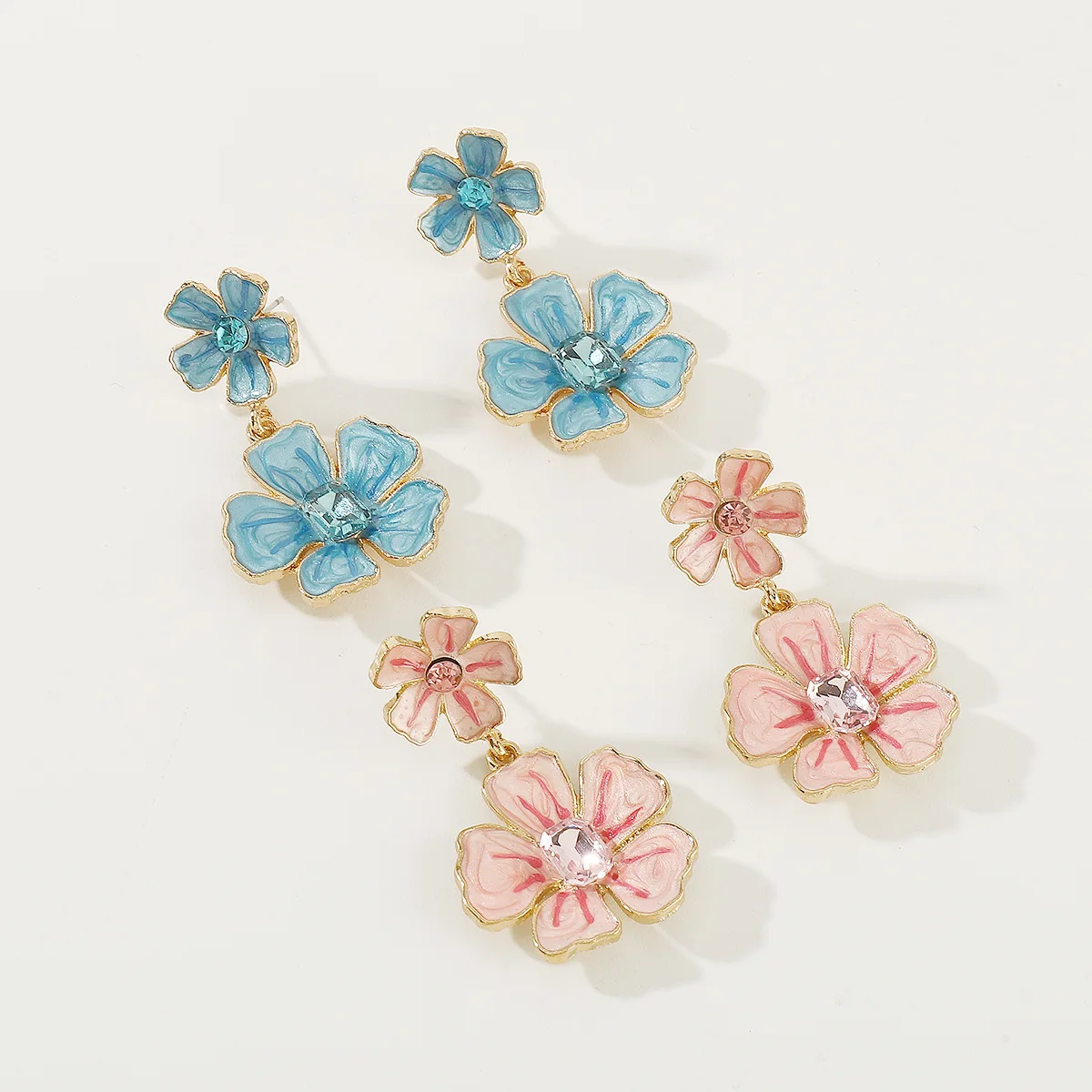 2024 newest women earrings wholesale fashion enamel flower drop earrings korean style earrings jewelry