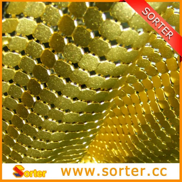 gold color aluminum metal mesh fabric for garment