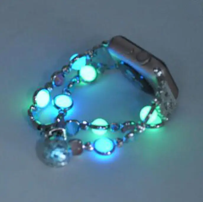 Wholesale Quality Watchband Gems Stones Luminous Bead Stainless Steel Watch Strap Bands For Samsung Galaxy Active