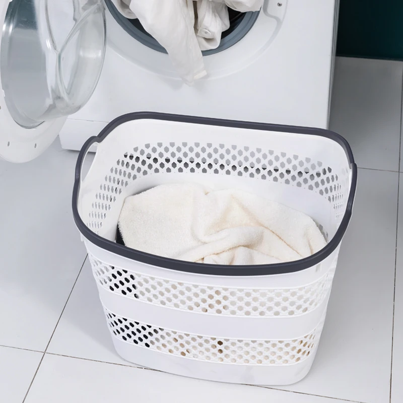 Large Dirty Clothes Baskets, Plastic Washing Basket with Handles, Clothes and Toys Storage, Bedroom, Bathroom